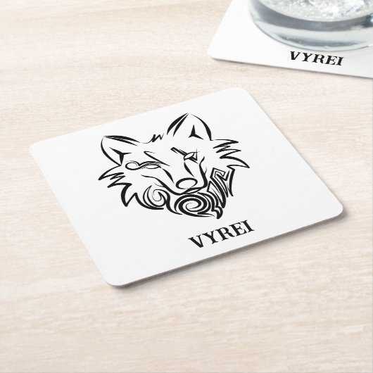 Schwarz-Weiß-Stammes-Wolf Rechteckiger Pappuntersetzer (angewinkelt)