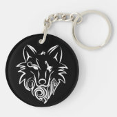 Schwarz-Weiß-Stammes-Wolf Schlüsselanhänger (Rückseite)