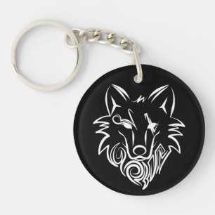 Schwarz-Weiß-Stammes-Wolf Schlüsselanhänger