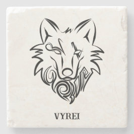 Schwarz-Weiß-Stammes-Wolf Steinuntersetzer