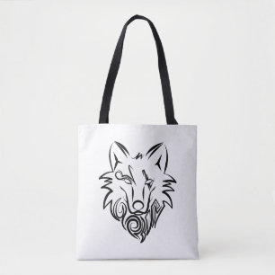 Schwarz-Weiß-Stammes-Wolf Tasche
