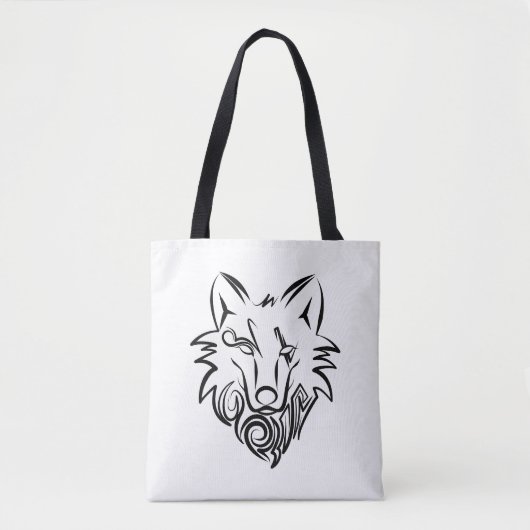 Schwarz-Weiß-Stammes-Wolf Tasche (Vorderseite)