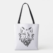 Schwarz-Weiß-Stammes-Wolf Tasche (Rückseite)
