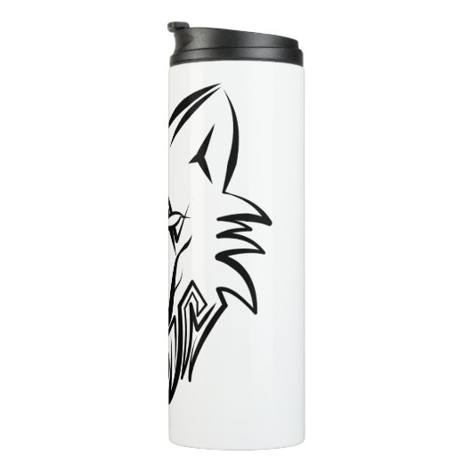 Schwarz-Weiß-Stammes-Wolf Thermosbecher (Nach rechts gedreht)