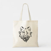 Schwarz-Weiß-Stammes-Wolf Tragetasche (Rückseite)