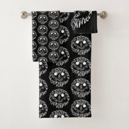 Schwarz-Weiß-Stammesauge Badhandtuch Set