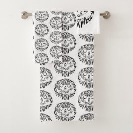 Schwarz-Weiß-Stammesauge Badhandtuch Set
