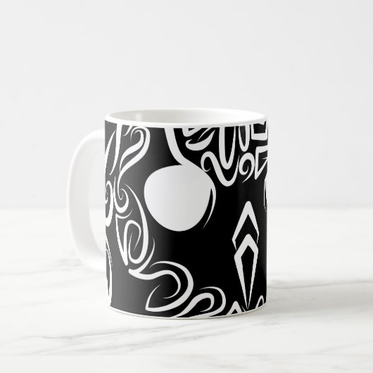 Schwarz-Weiß-Stammesauge Kaffeetasse (Vorderseite Links)