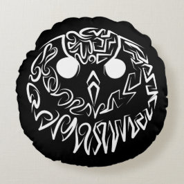 Schwarz-Weiß-Stammesauge Rundes Kissen