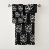 Schwarz-Weiß-Stammesdrache Badhandtuch Set (Insitu)
