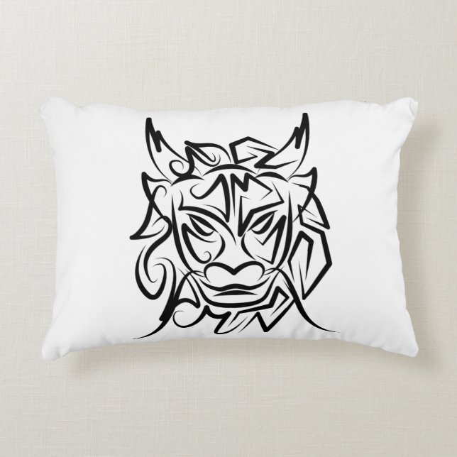Schwarz-Weiß-Stammesdrache Dekokissen (Vorderseite)