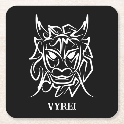 Schwarz-Weiß-Stammesdrache Rechteckiger Pappuntersetzer (Vorderseite)