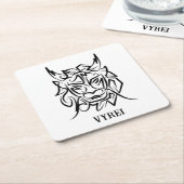 Schwarz-Weiß-Stammesdrache Rechteckiger Pappuntersetzer (angewinkelt)