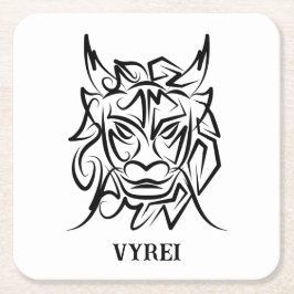 Schwarz-Weiß-Stammesdrache Rechteckiger Pappuntersetzer