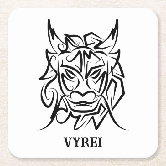 Schwarz-Weiß-Stammesdrache Rechteckiger Pappuntersetzer (Vorderseite)