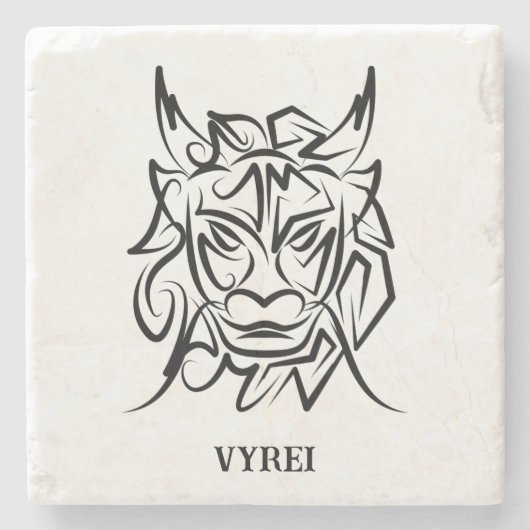 Schwarz-Weiß-Stammesdrache Steinuntersetzer (Vorderseite)