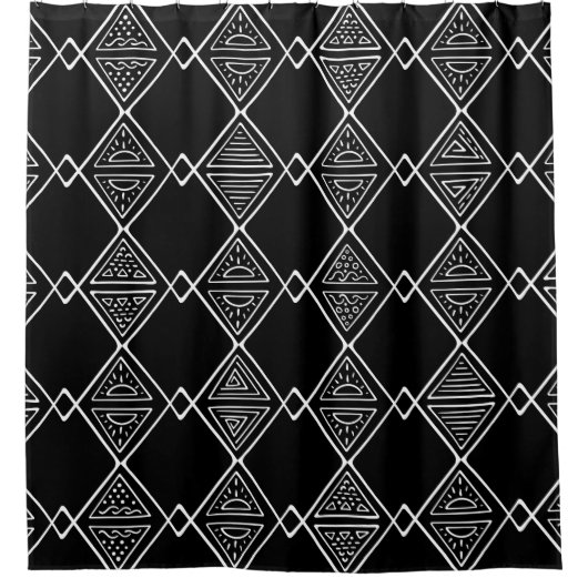 Schwarz-Weiß-Stammesmuster Duschvorhang (Vorderseite)