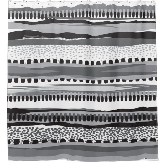 Schwarz-Weiß-Stammesmuster Duschvorhang (Vorderseite)