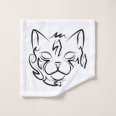 Schwarz-Weiß-Stammkatze Badhandtuch Set (Waschlappen)