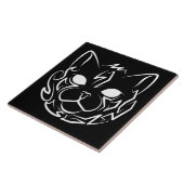 Schwarz-Weiß-Stammkatze Fliese (Seite)