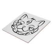 Schwarz-Weiß-Stammkatze Fliese (Seite)