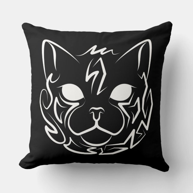 Schwarz-Weiß-Stammkatze Kissen (Vorderseite)