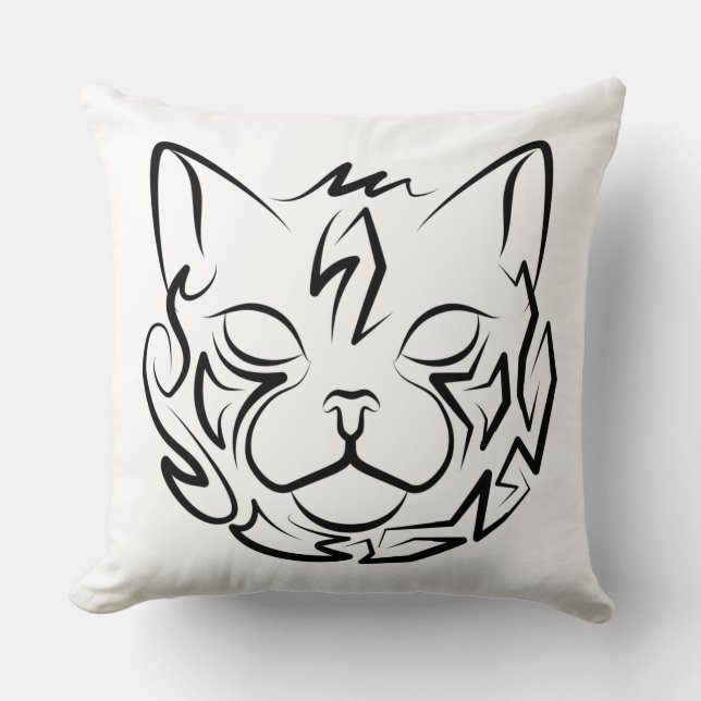Schwarz-Weiß-Stammkatze Kissen (Vorderseite)