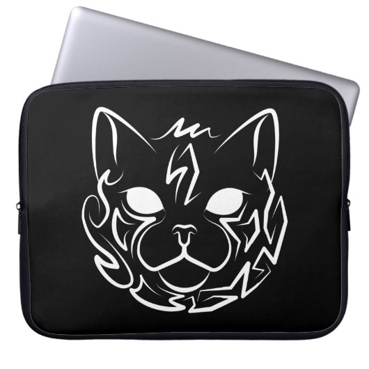 Schwarz-Weiß-Stammkatze Laptopschutzhülle (Vorderseite)