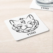 Schwarz-Weiß-Stammkatze Rechteckiger Pappuntersetzer (angewinkelt)
