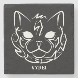 Schwarz-Weiß-Stammkatze Steinuntersetzer