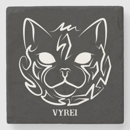 Schwarz-Weiß-Stammkatze Steinuntersetzer (Vorderseite)