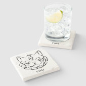 Schwarz-Weiß-Stammkatze Steinuntersetzer (Seitenansicht)