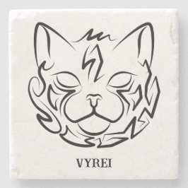 Schwarz-Weiß-Stammkatze Steinuntersetzer