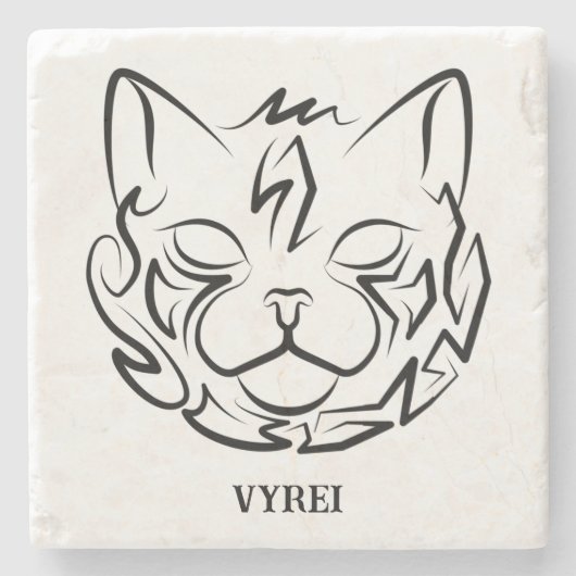 Schwarz-Weiß-Stammkatze Steinuntersetzer (Vorderseite)