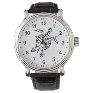 Schwarz-Weiß-Stammschildkröte Armbanduhr