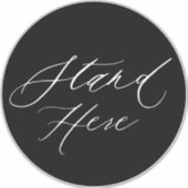 Schwarz-Weiß-Ständer hier, 10 Meter groß, mit eine Aufkleber (Vorderseite)