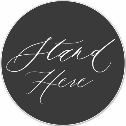 Schwarz-Weiß-Ständer hier, 10 Meter groß, mit eine Aufkleber (Vorderseite)