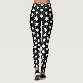 Schwarz-Weiß-Star-Leggings Leggings