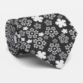 Schwarz & Weiß Star & Snowflake Abstraktes Muster Krawatte (Gerollt)