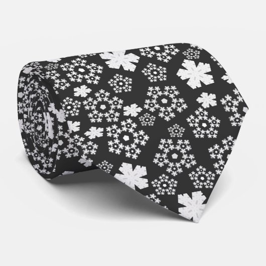 Schwarz & Weiß Star & Snowflake Abstraktes Muster Krawatte (Gerollt)