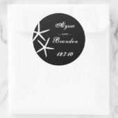 Schwarz-Weiß-Starfish Gefälligkeitskleber Runder Aufkleber (Tasche)