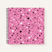 Schwarz-Weiß-Stars auf Rosa Notizblock (Vorderseite)