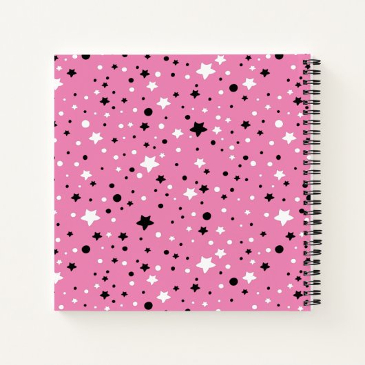 Schwarz-Weiß-Stars auf Rosa Notizblock (Rückseite)
