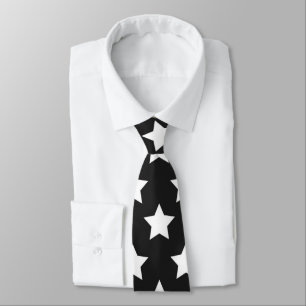 Schwarz-Weiß-Stars Retro Neck Tie Krawatte