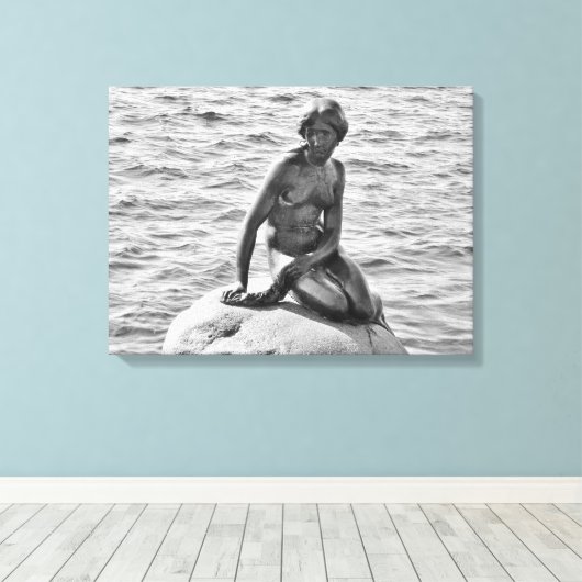 Schwarz-Weiß-Statue Leinwanddruck (Insitu (Holzboden))