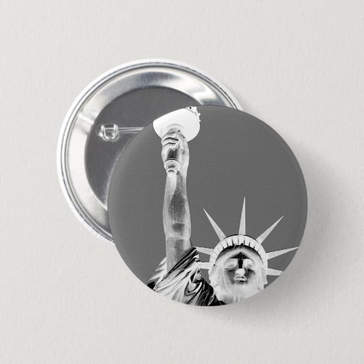 Schwarz-Weiß-Statuen der Freiheit New York City Button (Vorne & Hinten)