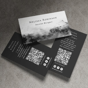 Schwarz & Weiß Staubiger Rauch QR-Code und soziale Visitenkarte