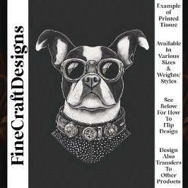 Schwarz-weiß Steampunk Boston Terrier T8 Decoupage Seidenpapier