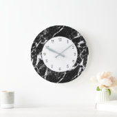 Schwarz-Weiß-Stein-Marmor Große Wanduhr (Zuhause)