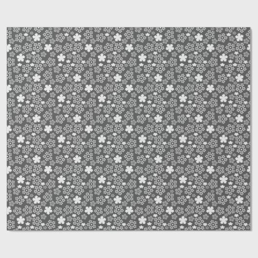 Schwarz-Weiß-Stern und Schneeflocken Wintermuster Geschenkpapier (Flach)